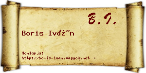 Boris Iván névjegykártya